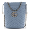 Calfskin Matelasse Mini GG Marmont 2.0 Bucket Bag Porcelain Light Blue