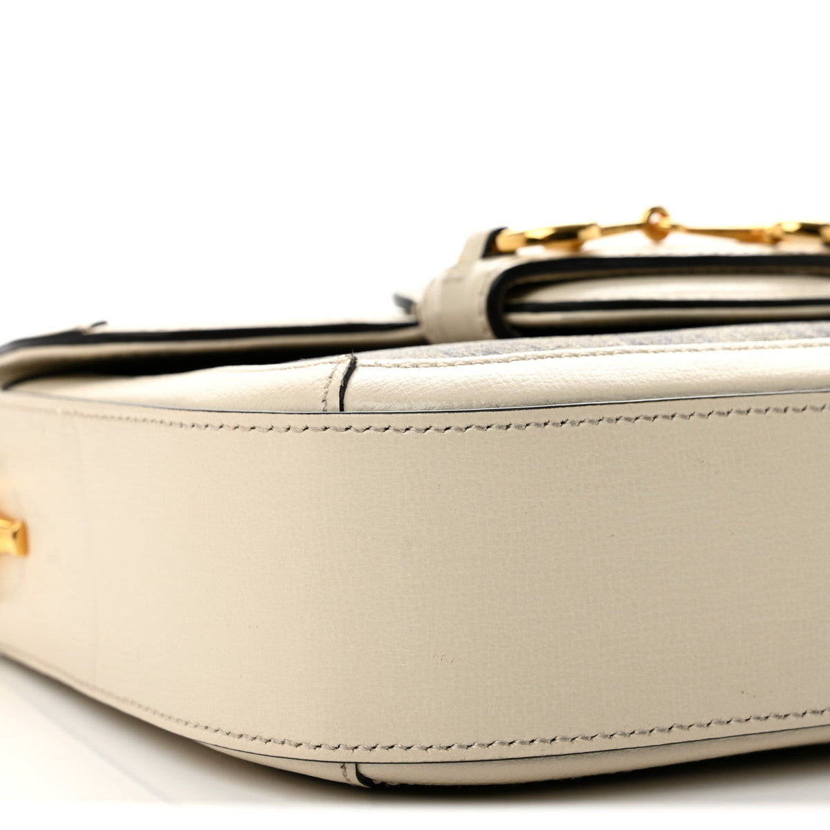 GG Supreme Monogram Web Mini Horsebit 1955 Shoulder Bag Beige Mystic White
