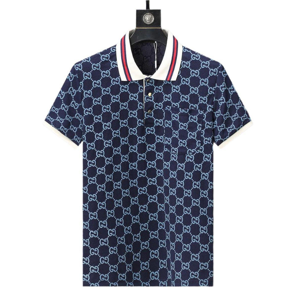 Gucci Luxury Blue T-shirt with Collar – Men's Premium Cotton