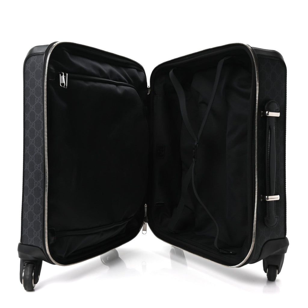GG Supreme Monogram Azalea Calfskin Retro Interlocking G Small Savoy Cabin Trolley Black