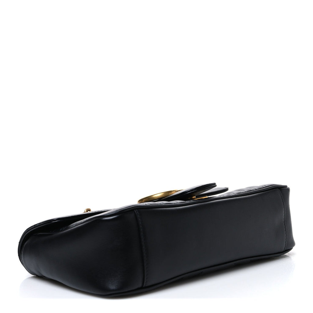 Calfskin Matelasse Small GG Marmont Shoulder Bag Black