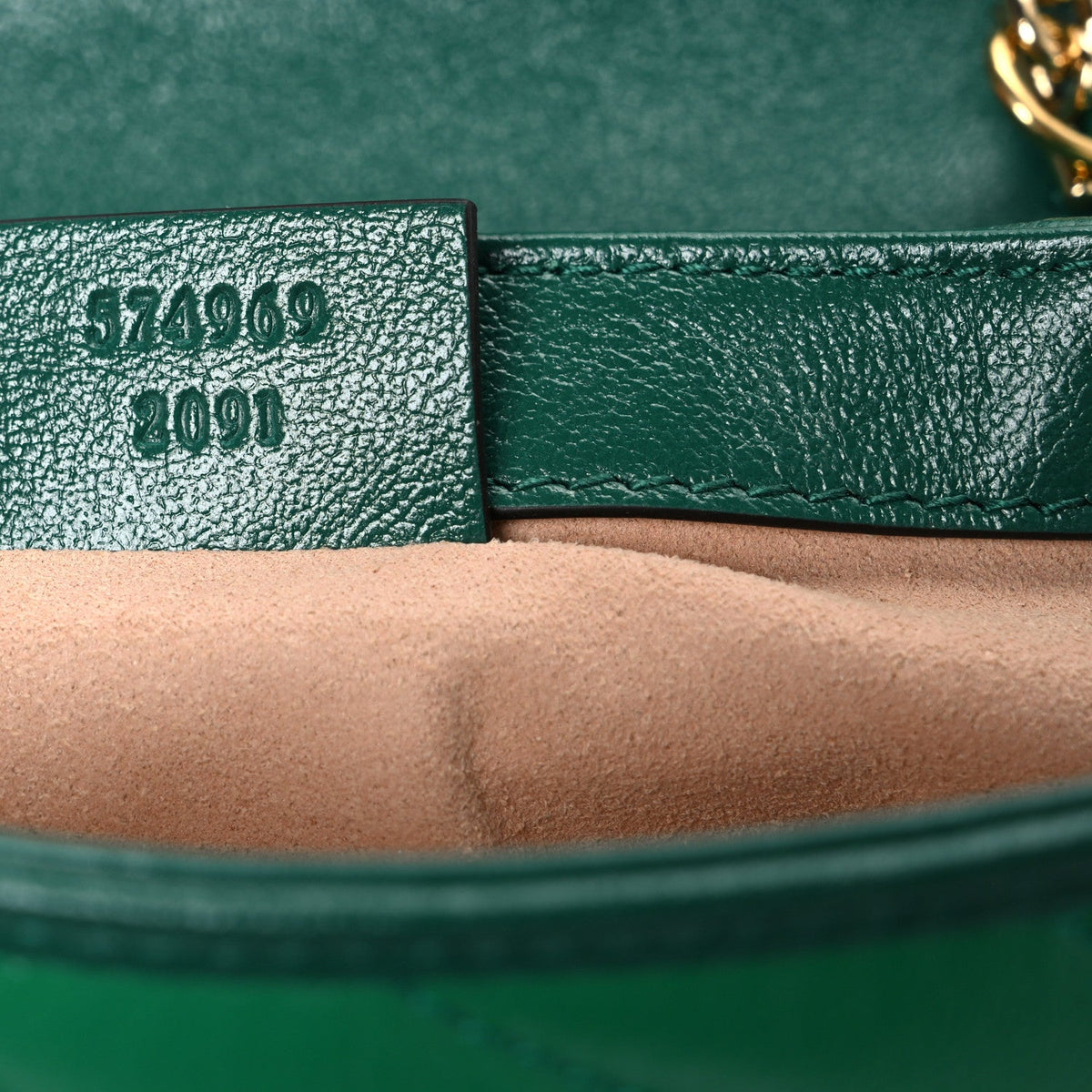Azalea Calfskin Enamel Matelasse Diagonal Super Mini Torchon GG Marmont Shoulder Bag New Shamarock Emerald