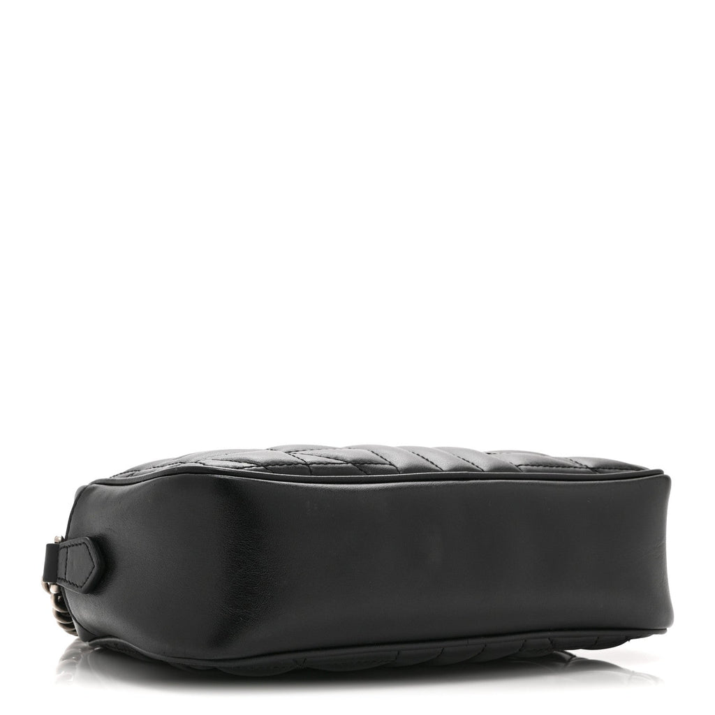 Calfskin Matelasse Aria Small GG Marmont Chain Shoulder Bag Black
