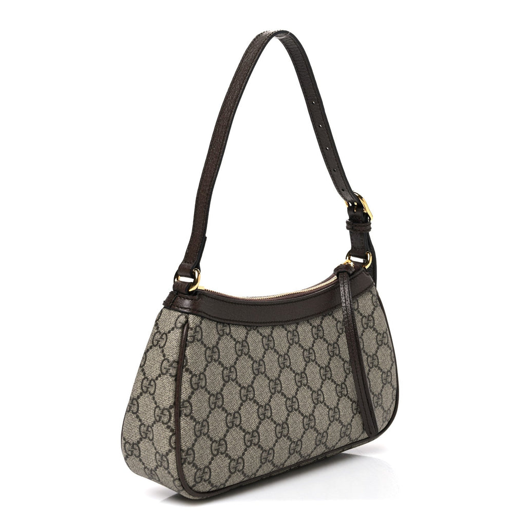 GG Supreme Monogram Textured Dollar Calfskin Small Ophidia Hobo Beige Ebony New Acero