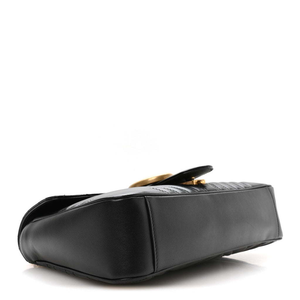 Calfskin Matelasse Medium GG Marmont Shoulder Bag Black