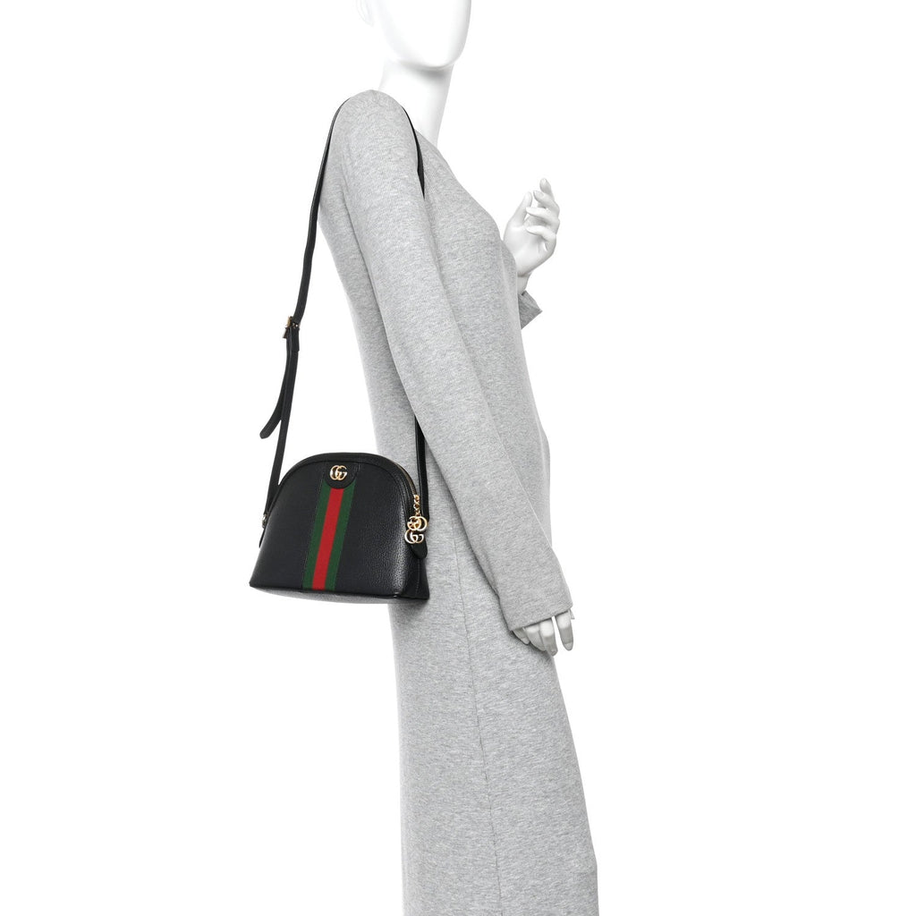 Calfskin GG Web Small Ophidia Dome Shoulder Bag Black
