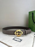 GUCCI Embellished coated-canvas and leather belt 'Dark Grey'