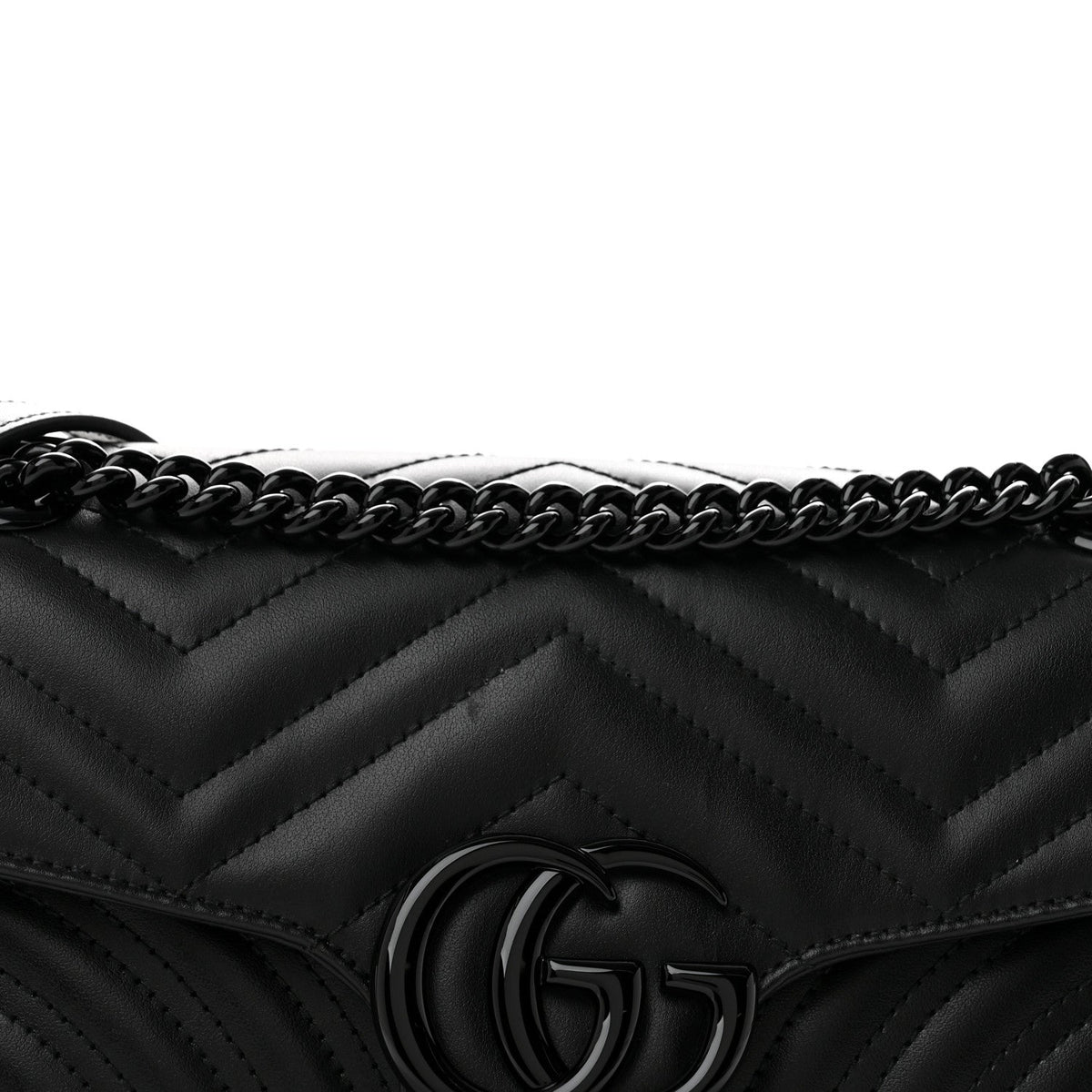 Calfskin Matelasse Monochrome Small GG Marmont Shoulder Bag Black