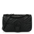 Calfskin Matelasse Monochrome Small GG Marmont Shoulder Bag Black