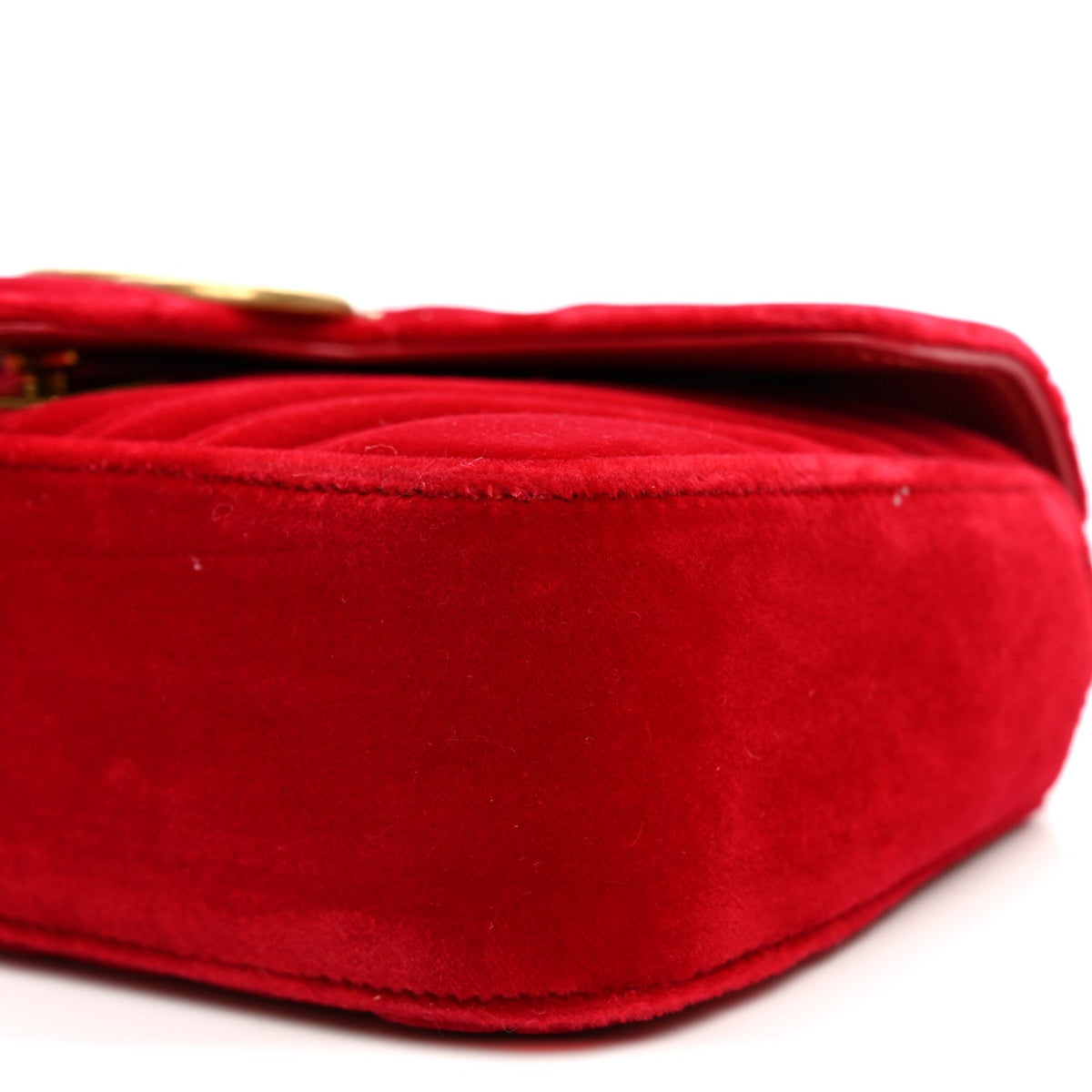 Velvet Matelasse Mini GG Marmont Shoulder Bag Hibiscus Red