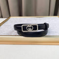 GUCCI Embellished coated-canvas and leather belt 'Black'