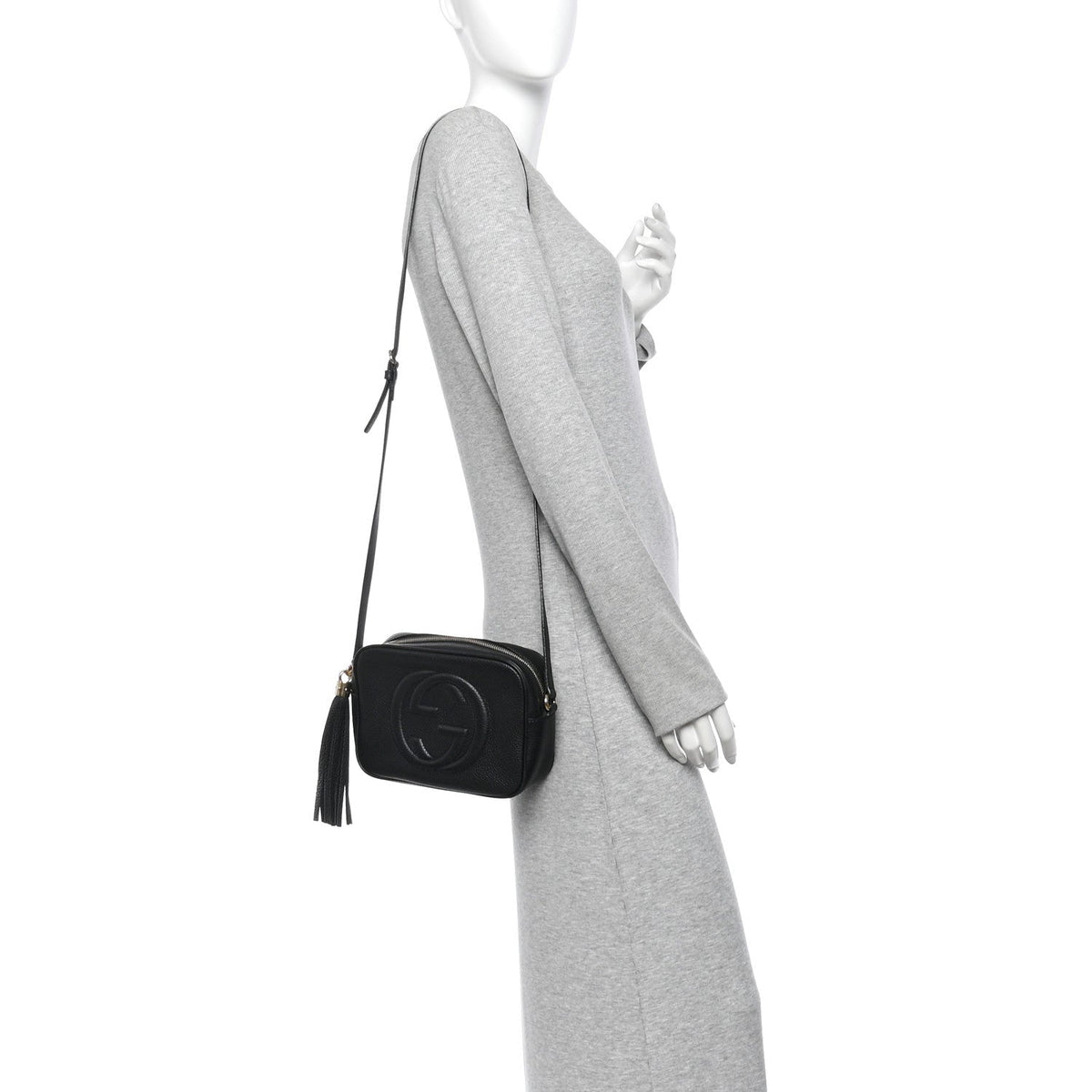 Pebbled Calfskin Small Soho Disco Bag Black