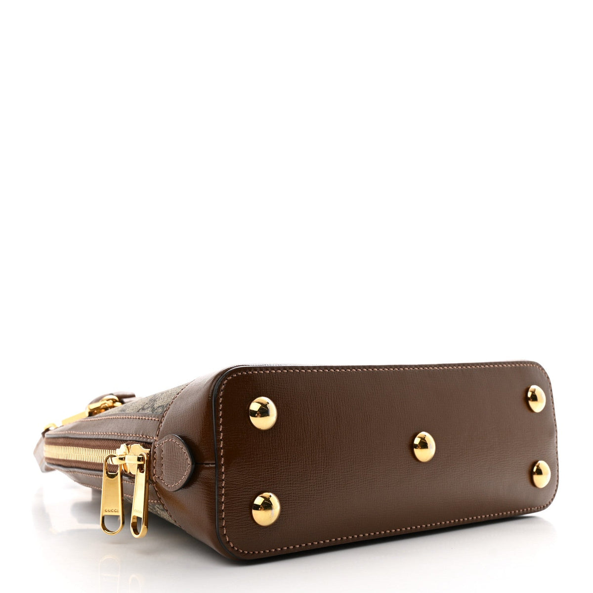 GG Supreme Monogram Azalea Calfskin Small Horsebit 1955 Top Handle Bag Beige Ebony Brown Sugar