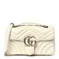 Lambskin Matelasse Small GG Marmont Shoulder Bag White