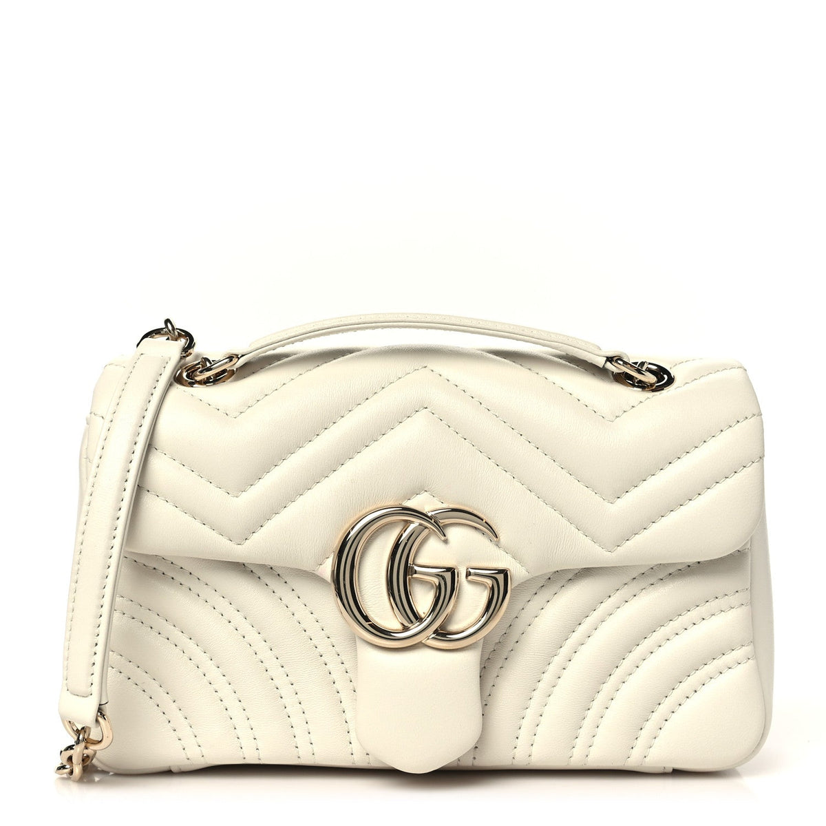 Lambskin Matelasse Small GG Marmont Shoulder Bag White