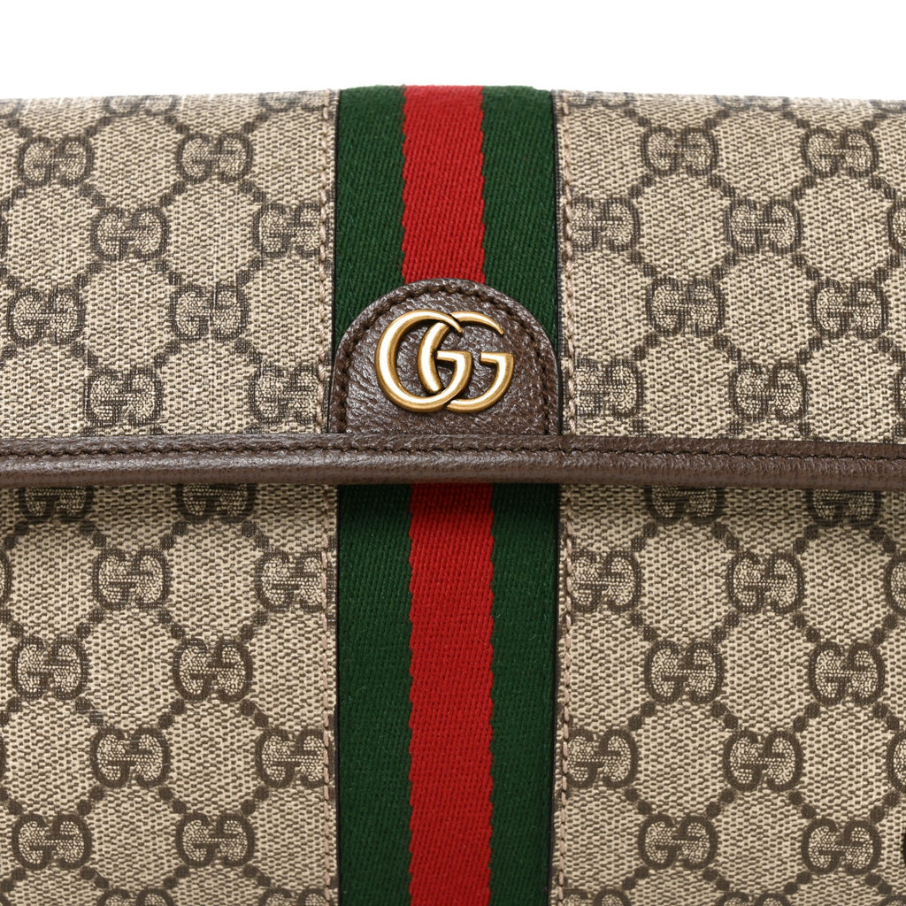 GG Supreme Monogram Web Small Ophidia Belt Bag Brown