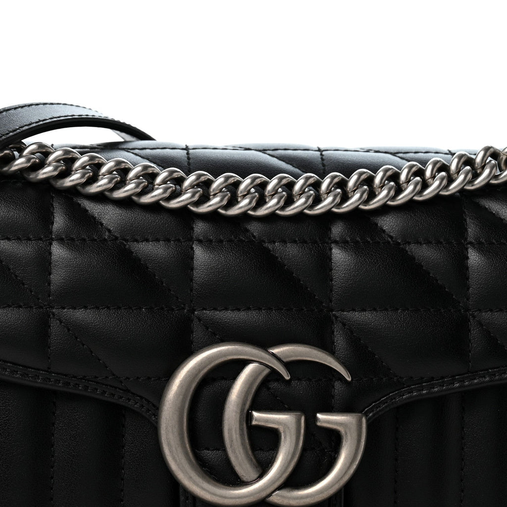 Calfskin Matelasse Aria Small GG Marmont Shoulder Bag Black