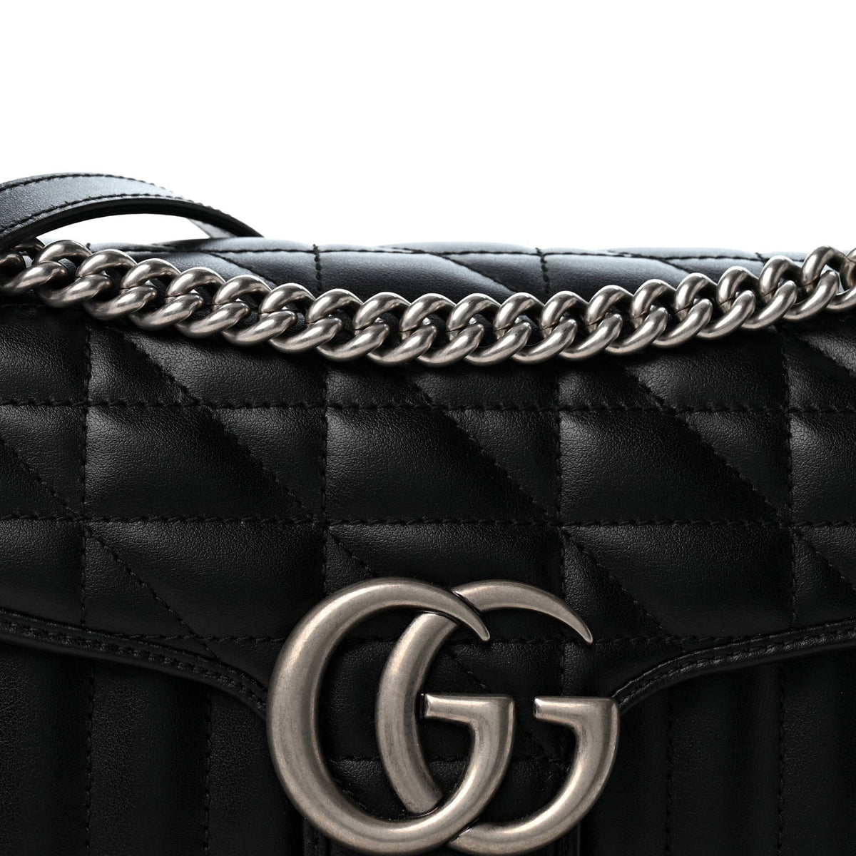 Calfskin Matelasse Aria Small GG Marmont Shoulder Bag Black