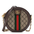 GG Supreme Monogram Web Mini Ophidia Round Shoulder Bag Brown