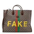 GG Supreme Monogram Fake/Not Large Retro Interlocking G Tote Bag Beige Brown Sugar
