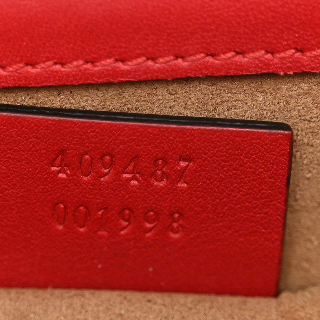GG Supreme Monogram Calfskin Small Padlock Shoulder Bag Beige Hibiscus Red New Rosette