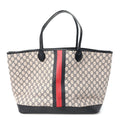 GG Supreme Monogram Textured Dollar Calfskin Web Large Ophidia Tote Beige Blue