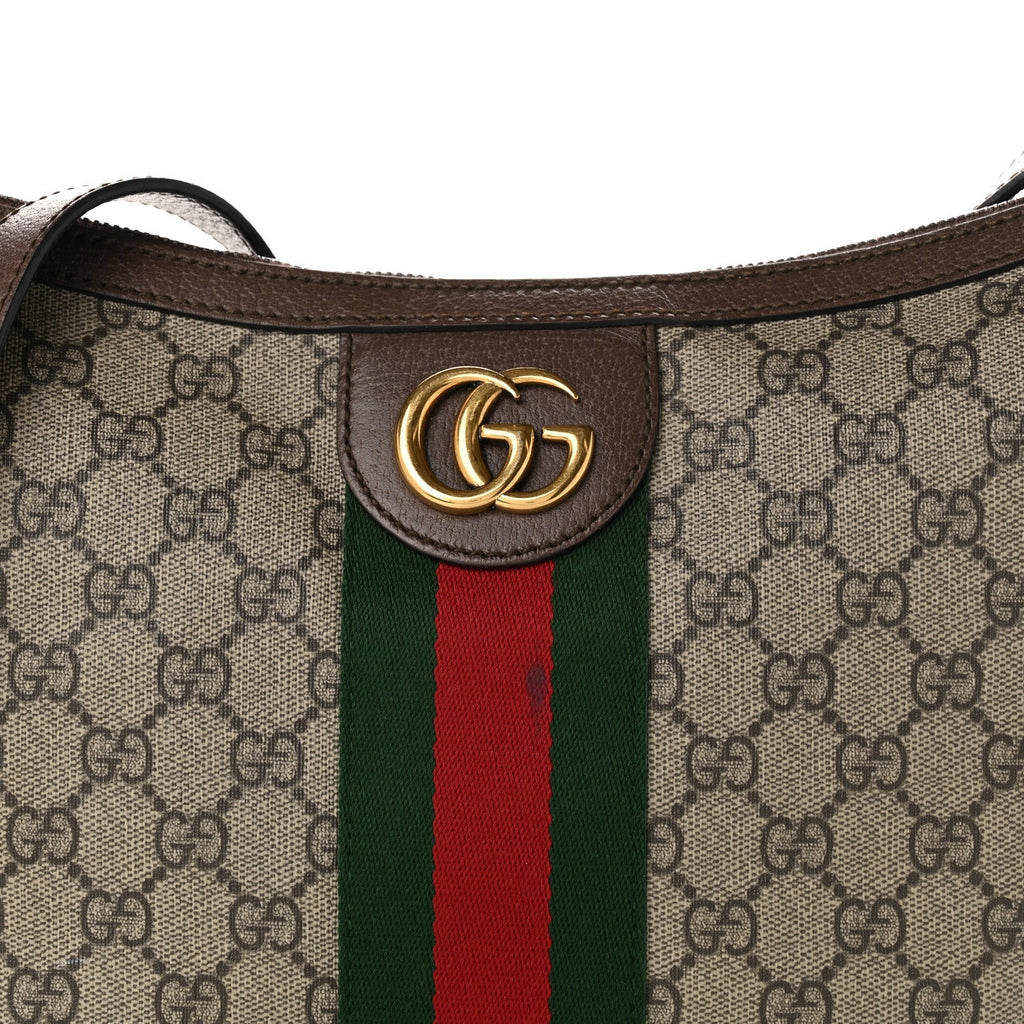 GG Supreme Monogram Web Small Ophidia Half Moon Hobo Brown