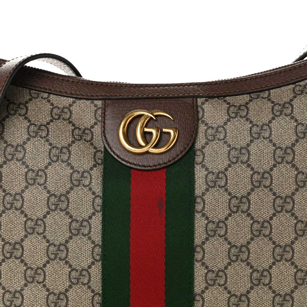 GG Supreme Monogram Web Small Ophidia Half Moon Hobo Brown