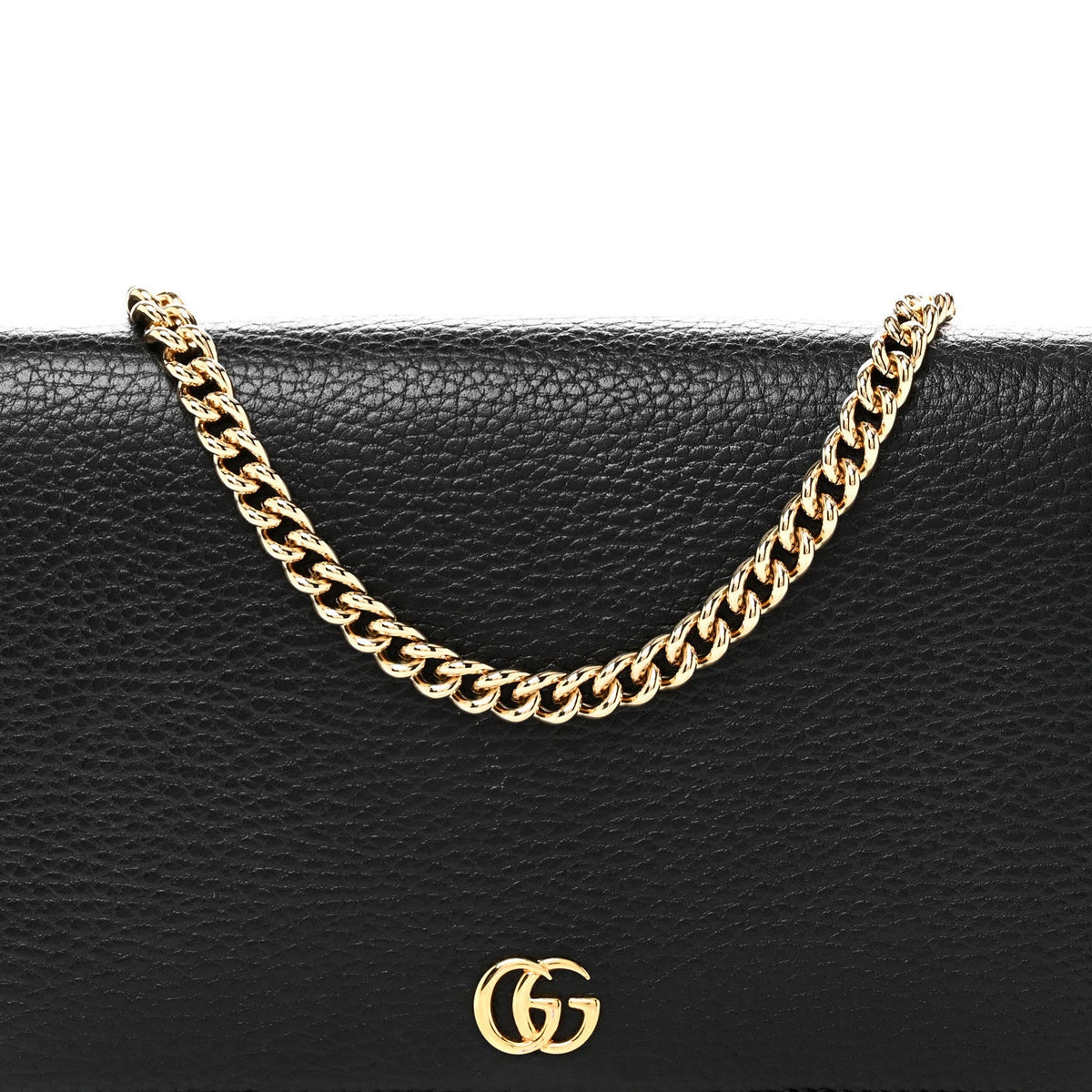 Calfskin Mini GG Marmont Chain Wallet Black