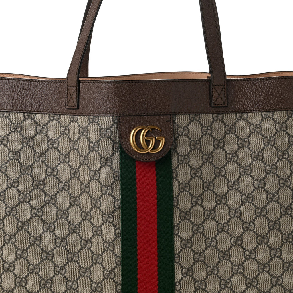 Gg Supreme Monogram Web Ophidia Tote Brown