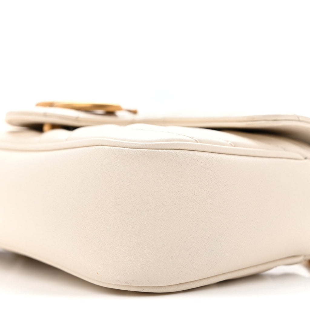 Calfskin Matelasse Super Mini GG Marmont Shoulder Bag White