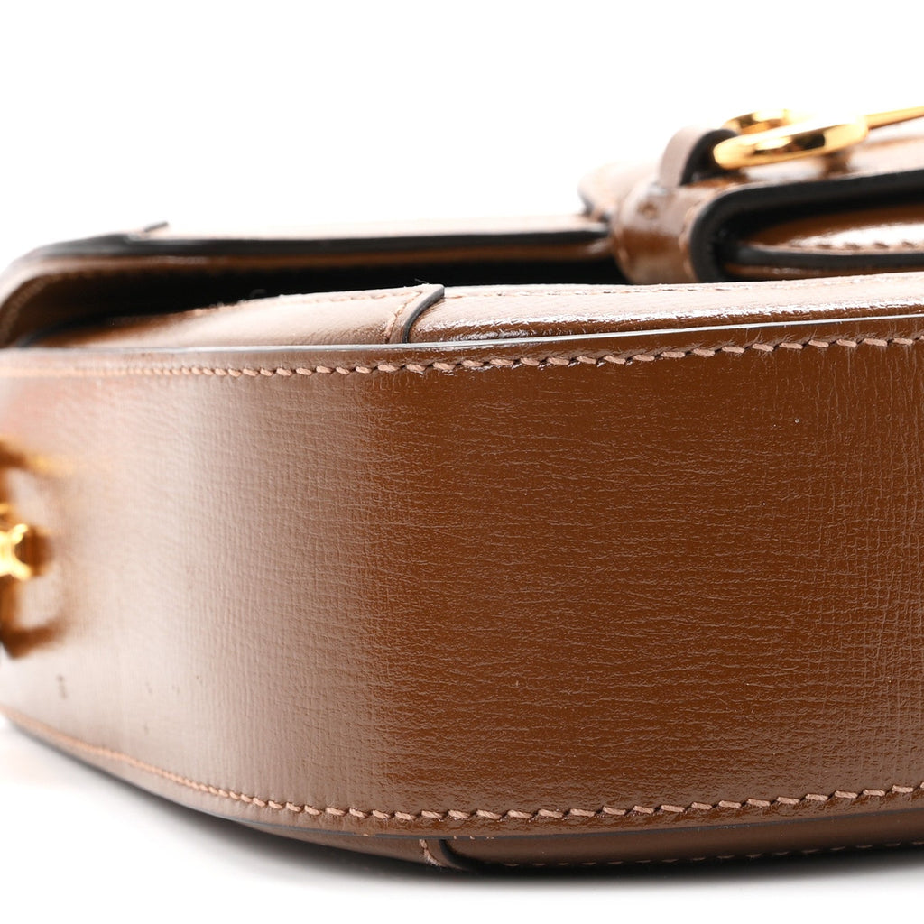 GG Supreme Monogram Web Mini Horsebit 1955 Shoulder Bag Beige Brown Sugar