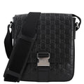 Guccissima Signature Single Buckle Flap Messenger Bag Black