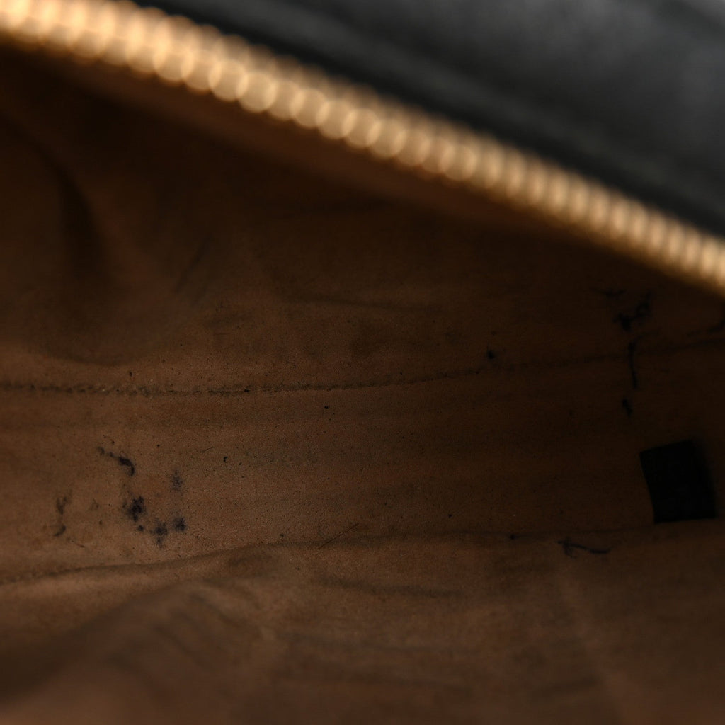 Grained Calfskin Web Mini Ophidia Round Shoulder Bag Black