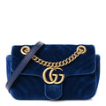 Velvet Matelasse Mini GG Marmont Shoulder Bag Cobalt Blue