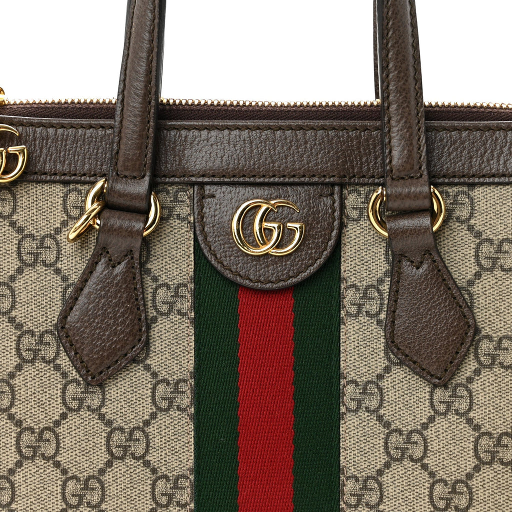 GG Supreme Monogram Small Ophidia Tote Bag Brown