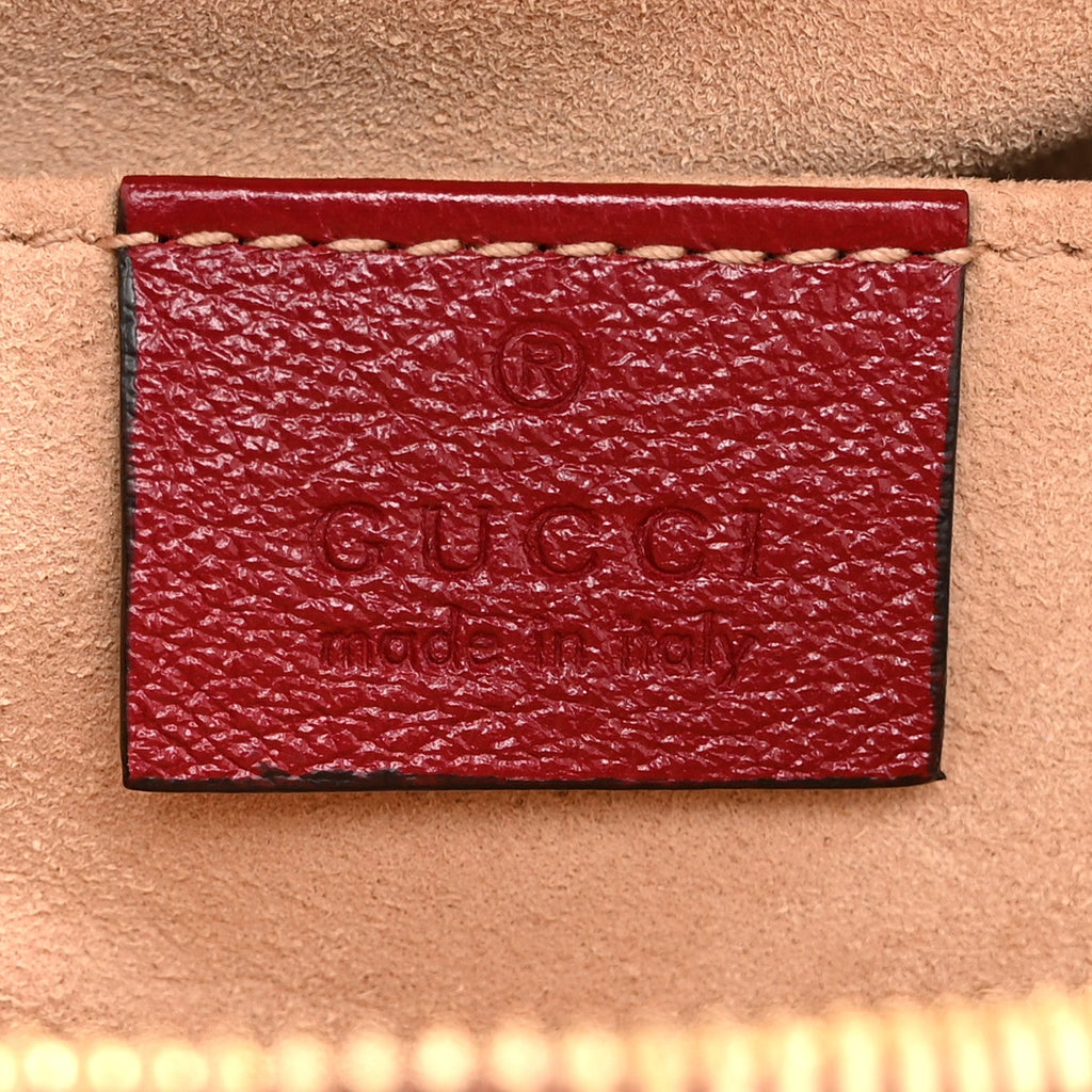 Monogram Azalea Calfskin Matelasse Diagonal Small GG Marmont Chain Shoulder Bag Beige Ebony New Cherry Red
