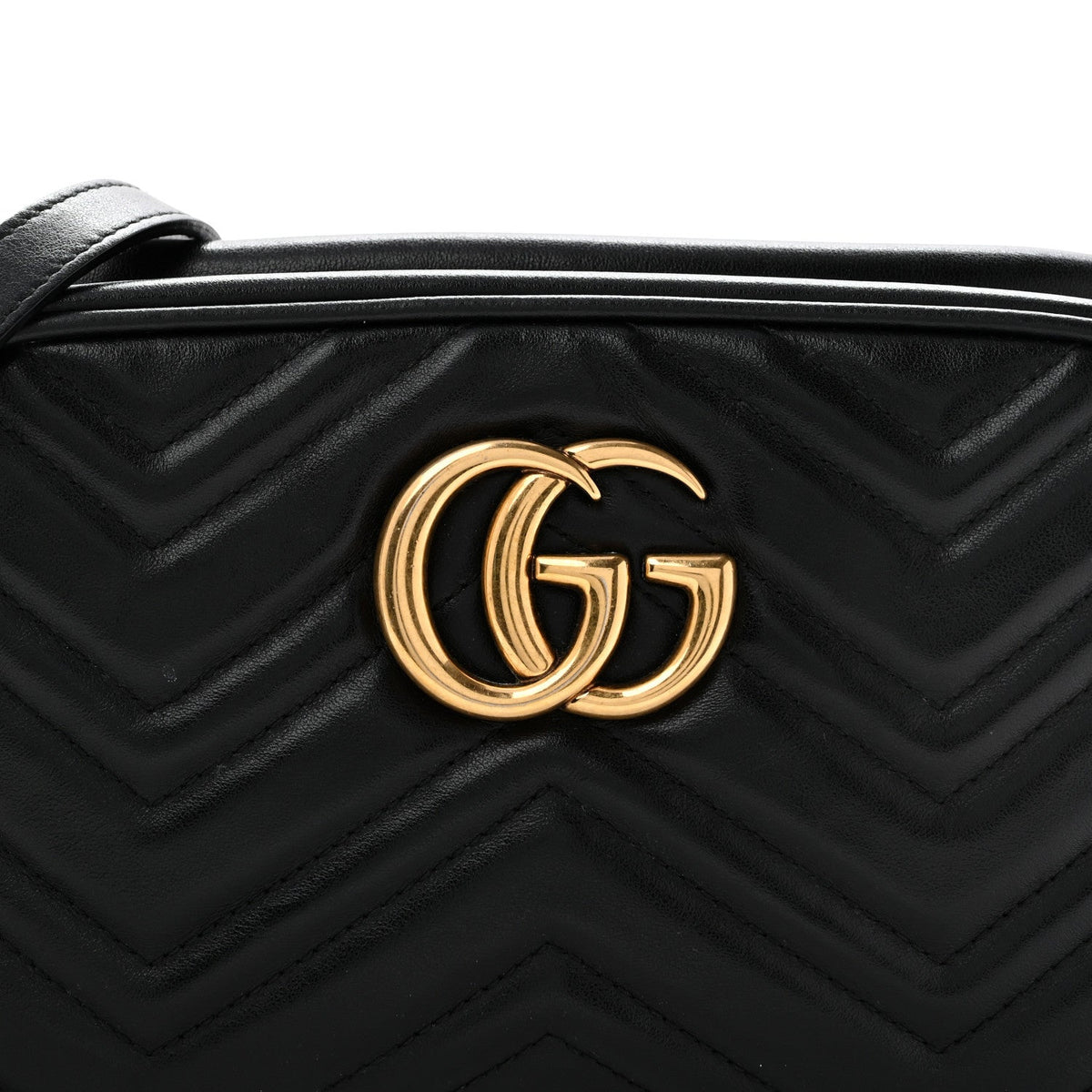Calfskin Matelasse Small GG Marmont Chain Shoulder Bag Black