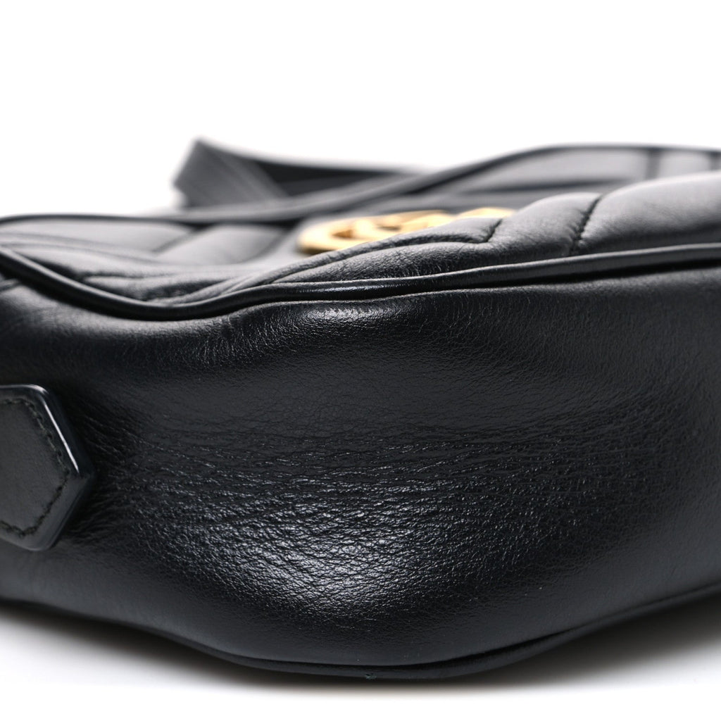 Calfskin Matelasse Mini GG Marmont Chain Shoulder Bag Black
