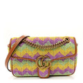 Calfskin Raffia Woven Small GG Marmont Shoulder Bag Multicolor