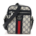 GG Supreme Monogram Textured Calfskin Web Mini Ophidia Messenger Beige Blue