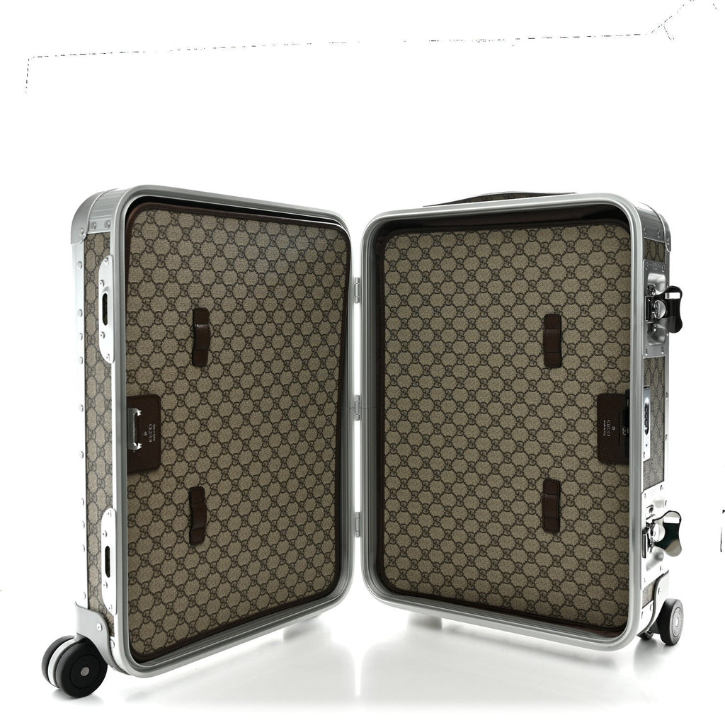 GG Supreme Monogram Porter Cabin Plus Suitcase Beige Dark Brown Supreme