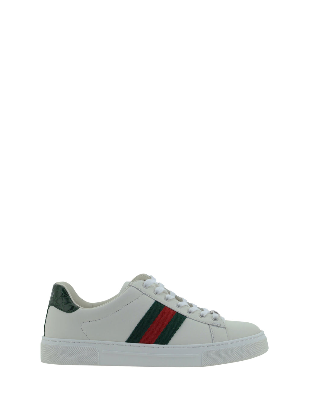 Gucci Leather Sneakers GR.WHI/VRV/GREEN ACE