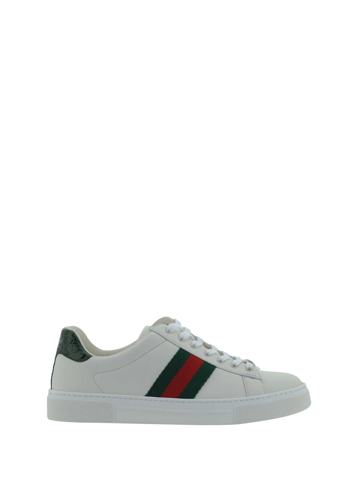 Gucci Leather Sneakers GR.WHI/VRV/GREEN ACE