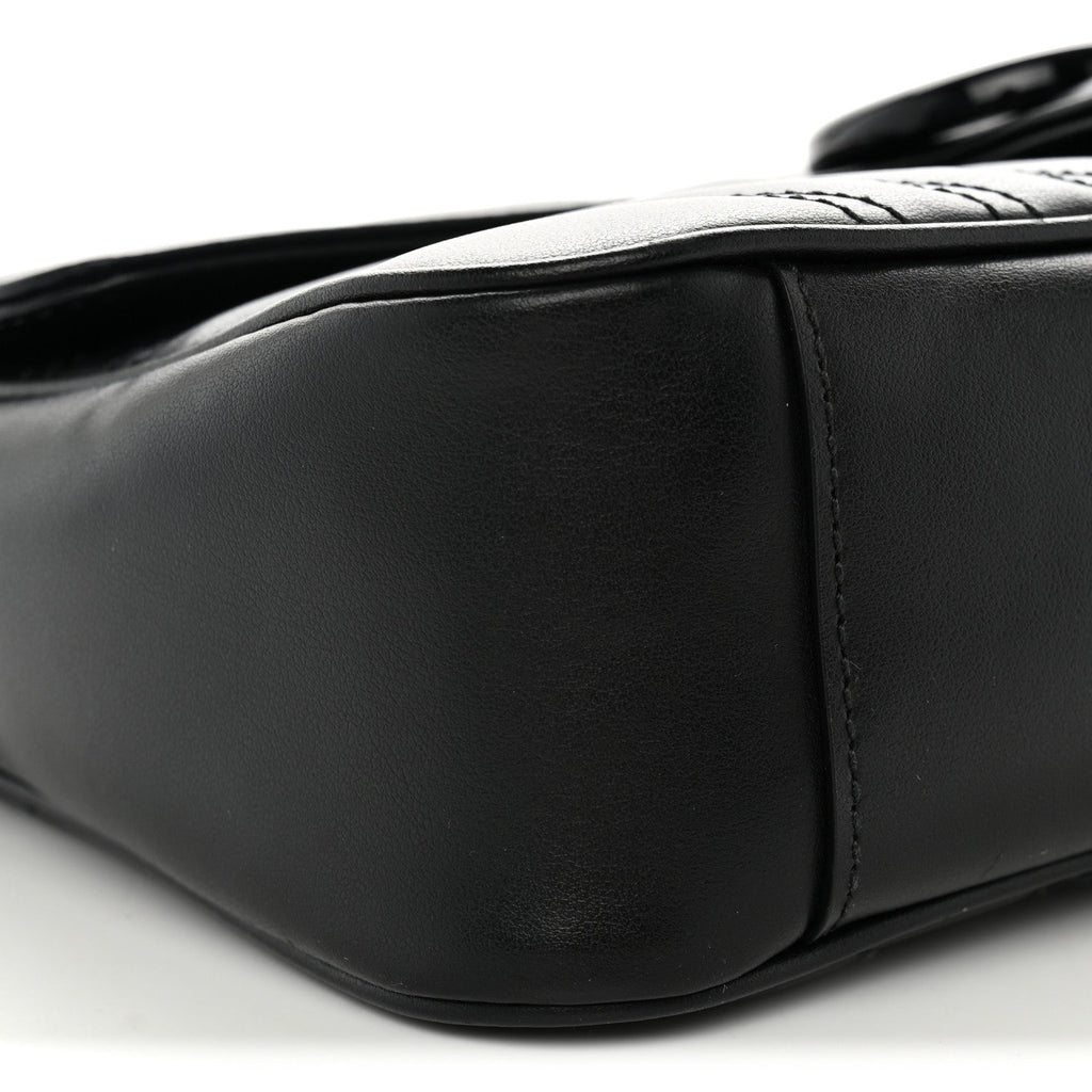 Calfskin Matelasse Monochrome Small GG Marmont Shoulder Bag Black