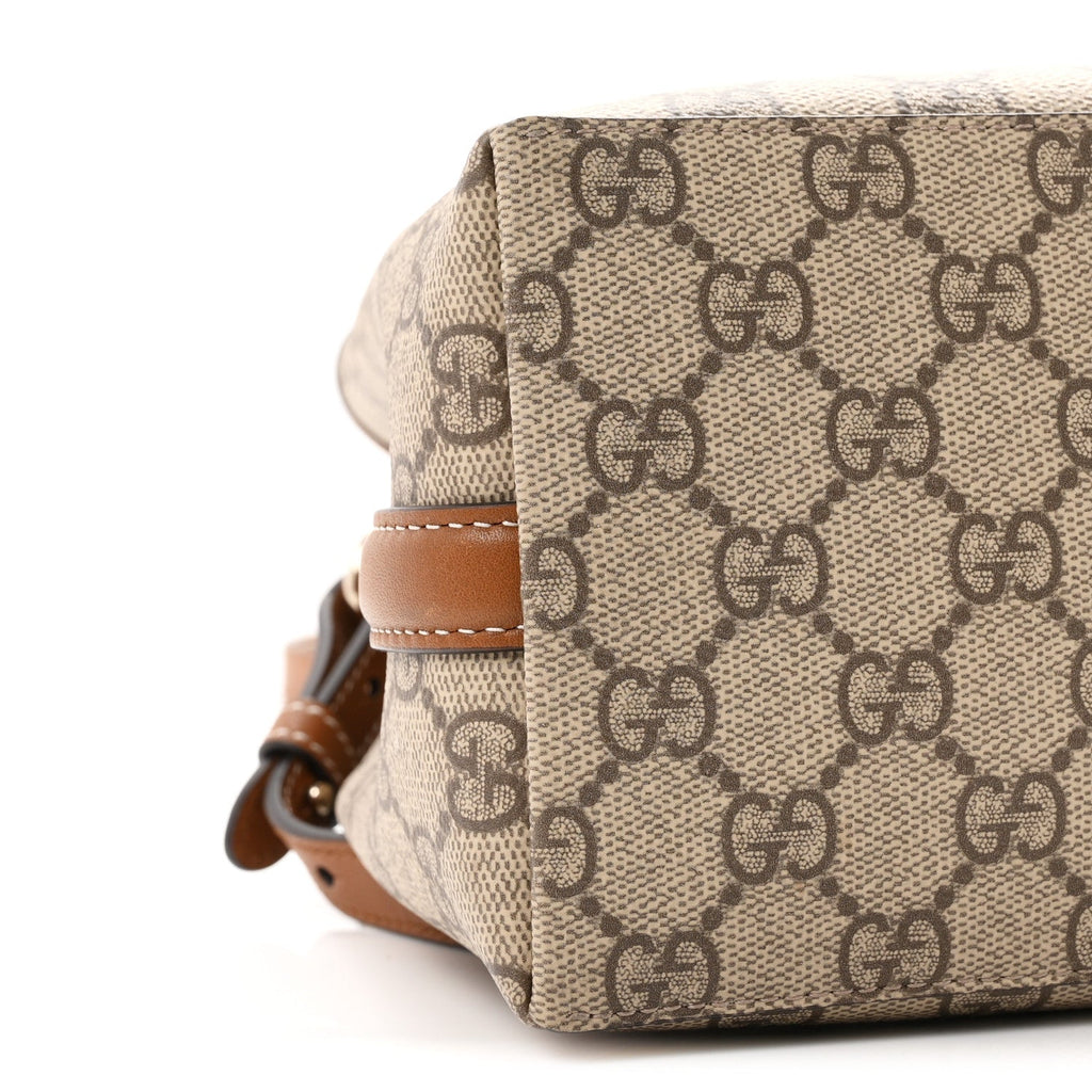 GG Supreme Monogram Emblem Medium Tote Bag Beige Dark Brown