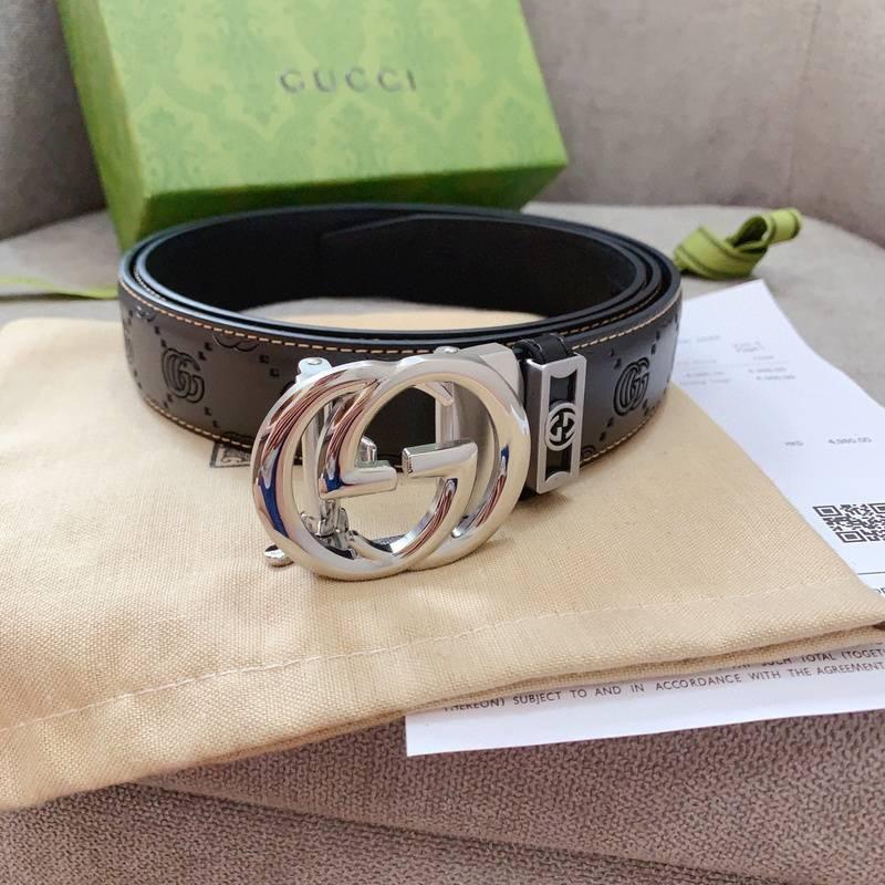 GUCCI Embellished coated-canvas and leather belt 'Black'