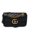 Calfskin Matelasse Mini GG Marmont Shoulder Bag Black