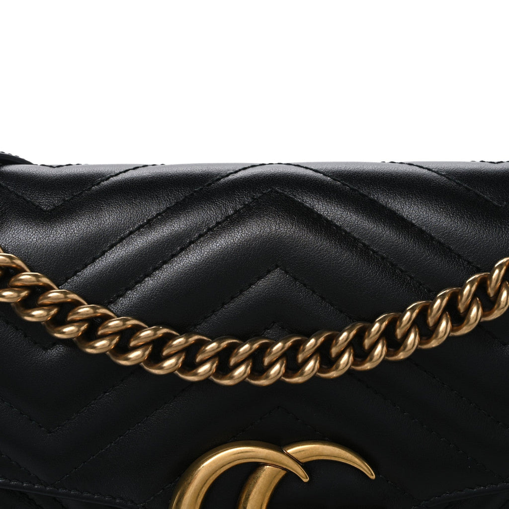 Calfskin Matelasse Small GG Marmont Shoulder Bag Black