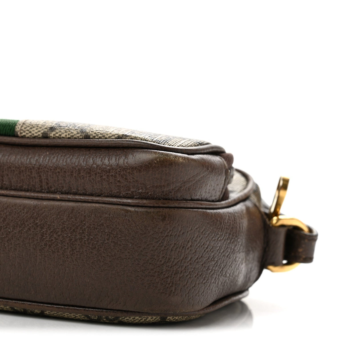 GG Supreme Monogram Textured Dollar Calfskin Web Mini Ophidia Convertible Shoulder Bag Beige Ebony New Acero